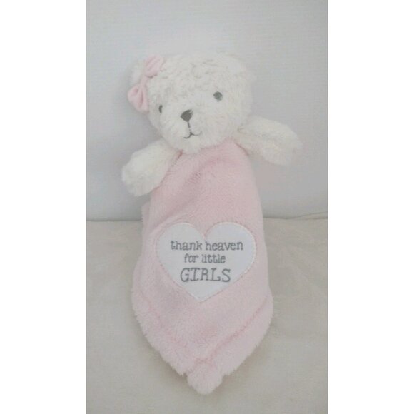 SECURITY Blanket BABY GEAR PINK White Teddy BEAR Heart LOVEY Plush Thank HEAVEN - Picture 11 of 11